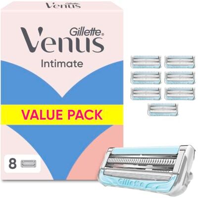 Gillette Intimate Rasierklingen, 8 Original Ersatzklingen, Hellblau Gillette Intimate Rasierklingen, 8 Original Ersatzklingen, Hellblau