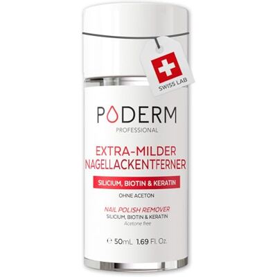 PODERM Extra Sanfter Acetonfreier Nagellackentferner für Empfindliche Nägel 50 ML Entfernt Nagellackfarben ab dem Ersten Wisch Phyto-Keratin, Biotin & Silizium Entwickelt von einem Podologen PODERM Extra Sanfter Acetonfreier Nagellackentferner für Empfindliche Nägel 50 ML Entfernt Nagellackfarben ab dem Ersten Wisch Phyto-Keratin, Biotin & Silizium Entwickelt von einem Podologen