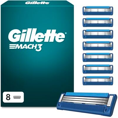 Gillette Mach 3 Turbo Klingen Herren, 8 Original Rasierklingen, Blau Ersatzklingen Männer für Nassrasierer mit Gleitstreifen für Ein Sanftes Gleiten Und Klingenbeschichtung Gillette Mach 3 Turbo Klingen Herren, 8 Original Rasierklingen, Blau Ersatzklingen Männer für Nassrasierer mit Gleitstreifen für Ein Sanftes Gleiten Und Klingenbeschichtung