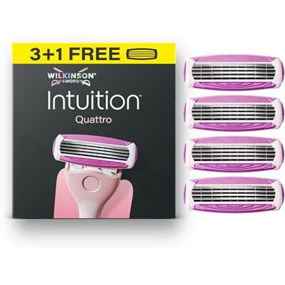 Wilkinson Sword Intuition Quattro, 3 Ersatzklingen + 1 gratis Wilkinson Sword Intuition Quattro, 3 Ersatzklingen + 1 gratis