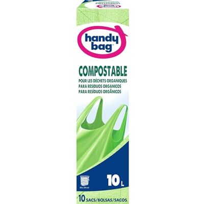 Handy Bag Müllbeutel, 10 l, 100% kompostierbar, biologisch abbaubar, robust, 10 Beutel Handy Bag Müllbeutel, 10 l, 100% kompostierbar, biologisch abbaubar, robust, 10 Beutel