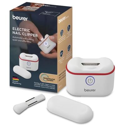 Beurer MP 10 elektrischer Nagelknipser, kabellos, Ein-Knopf-Bedienung Elektrische Nagelschere mit integriertem Auffangfach, Nail Clipper mit 2 Geschwindigkeitsstufen und LED-Beleuchtung Beurer MP 10 elektrischer Nagelknipser, kabellos, Ein-Knopf-Bedienung Elektrische Nagelschere mit integriertem Auffangfach, Nail Clipper mit 2 Geschwindigkeitsstufen und LED-Beleuchtung