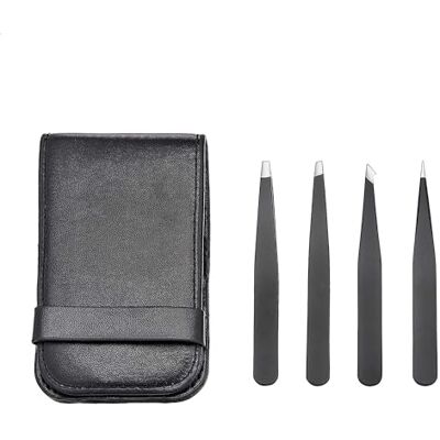 Amazon Basics Pinzetten-Set, professionell, Edelstahl, für Gesichtshaar, Wimpern, Augenbrauen, eingewachsene Haare, mit Reiseetui, schwarz, 4Stück Amazon Basics Pinzetten-Set, professionell, Edelstahl, für Gesichtshaar, Wimpern, Augenbrauen, eingewachsene Haare, mit Reiseetui, schwarz, 4Stück