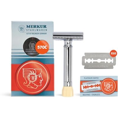 Merkur 570 - Verstellbarer Sicherheitsrasierer - Chrom im Set Merkur 570 - Verstellbarer Sicherheitsrasierer - Chrom im Set