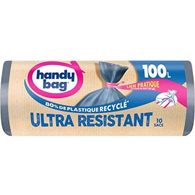 Handy Bag Müllbeutel mit praktischem Bindeband, sehr robust, 100 x 10 Beutel – auslaufsicherer Boden – maximale Dichtigkeit – praktischer Verschluss oben am Beutel – 100% recycelter Kunststoff Handy Bag Müllbeutel mit praktischem Bindeband, sehr robust, 100 x 10 Beutel – auslaufsicherer Boden – maximale Dichtigkeit – praktischer Verschluss oben am Beutel – 100% recycelter Kunststoff