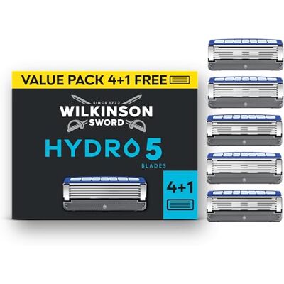 Wilkinson Sword Hydro 5 Herrenrasierer Klinge, Herrenrasierer Ersatzklingen-Pack, Haut-Hydratation, karbonbeschichtete Klingen, 4 Ersatzklingen plus 1 gratis Wilkinson Sword Hydro 5 Herrenrasierer Klinge, Herrenrasierer Ersatzklingen-Pack, Haut-Hydratation, karbonbeschichtete Klingen, 4 Ersatzklingen plus 1 gratis