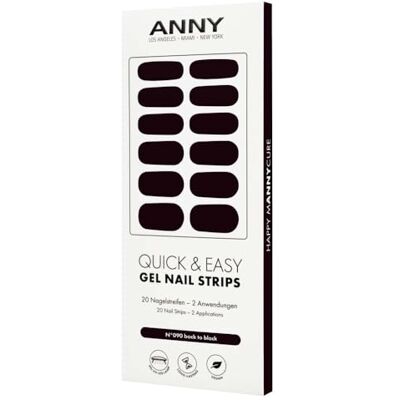 ANNY Gel Nail Strips, UV Nagelfolie zum Aufkleben, Klassisches Schwarz ANNY Gel Nail Strips, UV Nagelfolie zum Aufkleben, Klassisches Schwarz