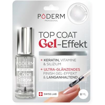 PODERM Top Coat Gel Effekt Nagelhärter Swiss Lab 8ML Ultra-Glänzendes Finish & Langanhaltender Halt Stärkt Brüchige Nägel Keratin, Biotin & Silizium Entwickelt von einem Podologen PODERM Top Coat Gel Effekt Nagelhärter Swiss Lab 8ML Ultra-Glänzendes Finish & Langanhaltender Halt Stärkt Brüchige Nägel Keratin, Biotin & Silizium Entwickelt von einem Podologen