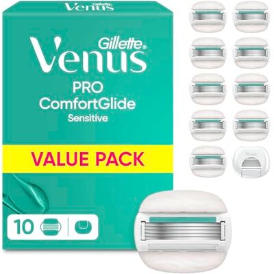 Gillette Pro Comfortglide Sensitive, 10 Original Rasierklingen, Grün Gillette Pro Comfortglide Sensitive, 10 Original Rasierklingen, Grün