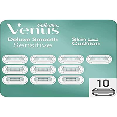 Gillette Pro Smooth Sensitive Nachfüllpack für Damenrasierer für empfindliche Haut, Authentic, Kartuschen mit 3 Klingen und einem Hauch Aloe Vera gegen Reizung durch die Rasur, 10 Stück Gillette Pro Smooth Sensitive Nachfüllpack für Damenrasierer für empfindliche Haut, Authentic, Kartuschen mit 3 Klingen und einem Hauch Aloe Vera gegen Reizung durch die Rasur, 10 Stück