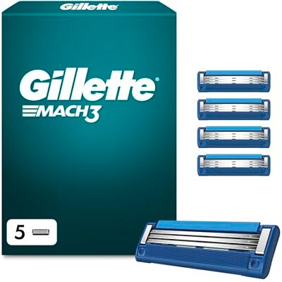 Gillette Mach 3 Turbo Klingen Herren, 5 Original Rasierklingen, Blau Gillette Mach 3 Turbo Klingen Herren, 5 Original Rasierklingen, Blau