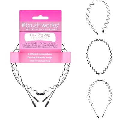 Brushworks Flexi Zig Zag Headbands 3 Pack Brushworks Flexi Zig Zag Headbands 3 Pack