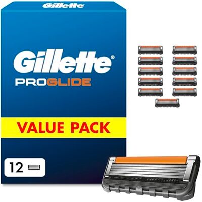 Gillette Proglide Rasierklingen Herren, 12 Original Ersatzklingen, Schwarz Nassrasierer, 2X Gleitstreifen vor Und Nach Den Klingen für Unglaubliche Gründlichkeit Und Komfort Gillette Proglide Rasierklingen Herren, 12 Original Ersatzklingen, Schwarz Nassrasierer, 2X Gleitstreifen vor Und Nach Den Klingen für Unglaubliche Gründlichkeit Und Komfort