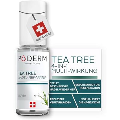PODERM Tea Tree Nagel-Repair-Serum 6 ml – 4-in-1 Pflege Verbessert das Erscheinungsbild beschädigter, vergilbter und matter Nägel – Sichtbare Ergebnisse ab dem 1. Tag – Swiss Made PODERM Tea Tree Nagel-Repair-Serum 6 ml – 4-in-1 Pflege Verbessert das Erscheinungsbild beschädigter, vergilbter und matter Nägel – Sichtbare Ergebnisse ab dem 1. Tag – Swiss Made
