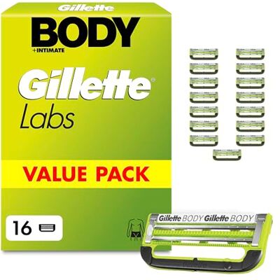 Gillette Labs Body & Intimate Rasierklingen, 16 Original Ersatzklinge, Grün Gillette Labs Body & Intimate Rasierklingen, 16 Original Ersatzklinge, Grün