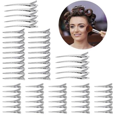 OOTDAY Haarspangen, Metall-Alligator mit Löchern, silberne Metall-Entenschnabel-Haarspangen für dicke Haare Roller Salon Styling Abschneiden Schleifen DIY, 60 Stück OOTDAY Haarspangen, Metall-Alligator mit Löchern, silberne Metall-Entenschnabel-Haarspangen für dicke Haare Roller Salon Styling Abschneiden Schleifen DIY, 60 Stück