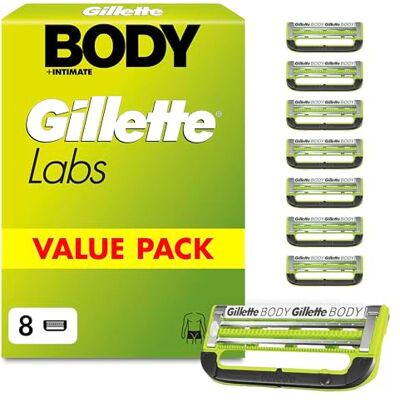 Gillette Labs Body & Intimate Rasierklingen, 8 Original Ersatzklinge, Grün Gillette Labs Body & Intimate Rasierklingen, 8 Original Ersatzklinge, Grün