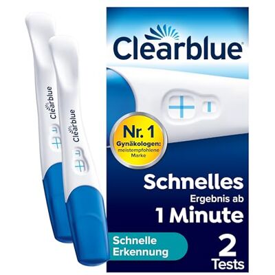 Clearblue Schwangerschaftstest, Schnelle Erkennung, Ergebnis innerhalb von 1 Minute, 2 Tests Clearblue Schwangerschaftstest, Schnelle Erkennung, Ergebnis innerhalb von 1 Minute, 2 Tests