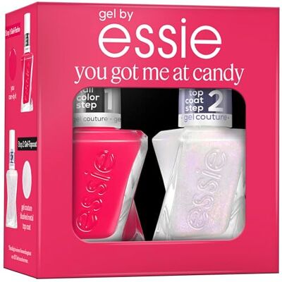 essie gel by you got me at candy, Set mit pinkem Gel-Lack you can-dy it und gel couture blushed metal top coat für bis zu 15 Tage Halt essie gel by you got me at candy, Set mit pinkem Gel-Lack you can-dy it und gel couture blushed metal top coat für bis zu 15 Tage Halt