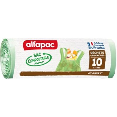 Alfapac Alfaac – 15 Beutel mit Griffen – kompostierbare Beutel, 10 l Alfapac Alfaac – 15 Beutel mit Griffen – kompostierbare Beutel, 10 l