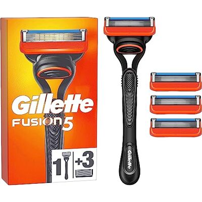 Gillette Fusion 5 Nassrasierer Herren, Rasierer + 4 Rasierklingen mit 5-fach Klinge, Geschenk für Männer Gillette Fusion 5 Nassrasierer Herren, Rasierer + 4 Rasierklingen mit 5-fach Klinge, Geschenk für Männer