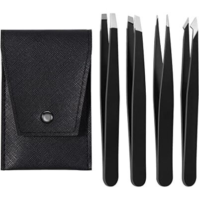 Brencco 4 Stück Pinzetten Set, Präzisions Pinzetten Edelstahl, Profi Augenbrauenpinzette mit Anti-Rutsch Beschichtung, für Augenbrauen, Wimpern, eingewachsene Haare, Barthaare Brencco 4 Stück Pinzetten Set, Präzisions Pinzetten Edelstahl, Profi Augenbrauenpinzette mit Anti-Rutsch Beschichtung, für Augenbrauen, Wimpern, eingewachsene Haare, Barthaare
