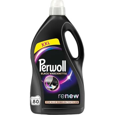 Perwoll Renew Black Waschmittel (80 Waschladungen), Feinwaschmittel reinigt sanft und erneuert dunkle Farben und Fasern, für alle dunklen Textilien, mit Dreifach-Renew-Technologie Perwoll Renew Black Waschmittel (80 Waschladungen), Feinwaschmittel reinigt sanft und erneuert dunkle Farben und Fasern, für alle dunklen Textilien, mit Dreifach-Renew-Technologie
