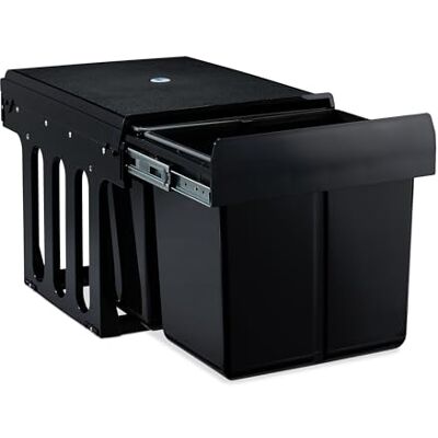 Relaxdays Einbaumülleimer 2-fach, ausziehbarer Küchenmülleimer für Unterschrank, 2x15 L, 35,1 x 34,3 x 48 cm, schwarz Relaxdays Einbaumülleimer 2-fach, ausziehbarer Küchenmülleimer für Unterschrank, 2x15 L, 35,1 x 34,3 x 48 cm, schwarz