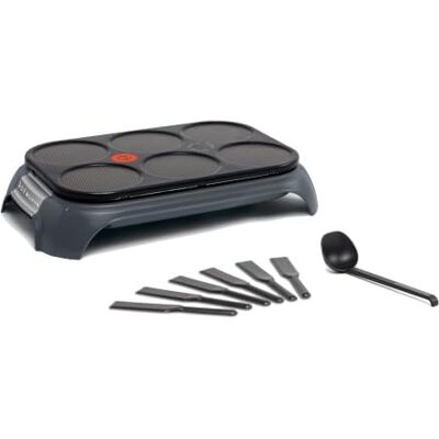 Tefal Crep'Party Crêpes- und Pancake-Maker, für 6 Personen, antihaftbeschichtete Platten, platzsparende Aufbewahrung, Thermo-Signal Temperaturindikator, Collector Design, Grau, PY558BF0 Tefal Crep'Party Crêpes- und Pancake-Maker, für 6 Personen, antihaftbeschichtete Platten, platzsparende Aufbewahrung, Thermo-Signal Temperaturindikator, Collector Design, Grau, PY558BF0