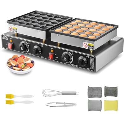 VEVOR 50-tlg. Mini-Pfannkuchen-Maker, Dorayaki-Bäcker aus antihaftbeschichtetem Edelstahl, 1800 W kommerzielle elektrische Poffertjes-Grillpfanne, duale Temperatur- und Zeitregelung, für Restaurant VEVOR 50-tlg. Mini-Pfannkuchen-Maker, Dorayaki-Bäcker aus antihaftbeschichtetem Edelstahl, 1800 W kommerzielle elektrische Poffertjes-Grillpfanne, duale Temperatur- und Zeitregelung, für Restaurant
