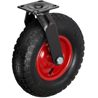 Relaxdays Lenkrolle, luftbereift, 3.00-4, Schwerlast-Transportrolle, Platte zum Anschrauben, bis 120 kg, schwarz/rot Relaxdays Lenkrolle, luftbereift, 3.00-4, Schwerlast-Transportrolle, Platte zum Anschrauben, bis 120 kg, schwarz/rot