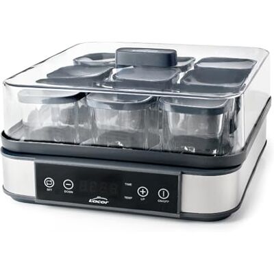 LACOR 69439 Deva Joghurtbereiter aus Glas, 9 Gläser im Lieferumfang Enthalten, Einstellbare Temperatur, Timer, Automatische Abschaltung, Inklusive Rezeptbuch, 100% BPA-frei, 170ml x 9 LACOR 69439 Deva Joghurtbereiter aus Glas, 9 Gläser im Lieferumfang Enthalten, Einstellbare Temperatur, Timer, Automatische Abschaltung, Inklusive Rezeptbuch, 100% BPA-frei, 170ml x 9