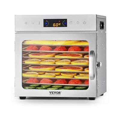 VEVOR Dörrgerät Dörrautomat 8 Edelstahlschalen, elektrischer 400 W Futtertrockner mit einstellbarer Temperatur, Heiztrockner für Trockenfleisch Fleisch Obst Gemüse Kräuter Hundeleckerlis VEVOR Dörrgerät Dörrautomat 8 Edelstahlschalen, elektrischer 400 W Futtertrockner mit einstellbarer Temperatur, Heiztrockner für Trockenfleisch Fleisch Obst Gemüse Kräuter Hundeleckerlis