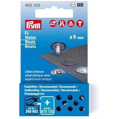 Prym 403103 Nieten Nachfüllset, 9 mm, silber-alteisen, silberfarbig Prym 403103 Nieten Nachfüllset, 9 mm, silber-alteisen, silberfarbig