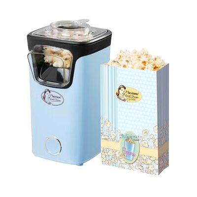 Bestron Popcornmaker, Turbo-Popcorn in unter 2 Minuten, Popcornmaschine mit Heißlufttechnologie, inkl. 10x Popcorntüten & integrierten Messbecher, Sweet Dreams Kollektion, Farbe: Blau Bestron Popcornmaker, Turbo-Popcorn in unter 2 Minuten, Popcornmaschine mit Heißlufttechnologie, inkl. 10x Popcorntüten & integrierten Messbecher, Sweet Dreams Kollektion, Farbe: Blau