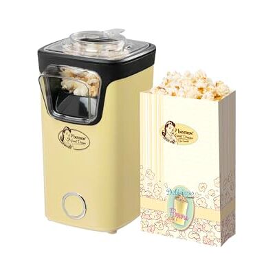 Bestron Popcornmaker, Turbo-Popcorn in unter 2 Minuten, Popcornmaschine mit Heißlufttechnologie, inkl. 10x Popcorntüten & integrierten Messbecher, Sweet Dreams Kollektion, Farbe: Gelb Bestron Popcornmaker, Turbo-Popcorn in unter 2 Minuten, Popcornmaschine mit Heißlufttechnologie, inkl. 10x Popcorntüten & integrierten Messbecher, Sweet Dreams Kollektion, Farbe: Gelb