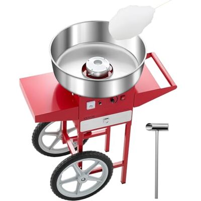VEVOR elektrische Zuckerwattemaschine kommerzielle Zuckerwattegeräte mit Wagen (1000 W) mit 52 cm Edelstahlschüssel & Zuckerschaufel & Schublade, perfekt für Kindergeburtstage Familienfeiern Rot VEVOR elektrische Zuckerwattemaschine kommerzielle Zuckerwattegeräte mit Wagen (1000 W) mit 52 cm Edelstahlschüssel & Zuckerschaufel & Schublade, perfekt für Kindergeburtstage Familienfeiern Rot
