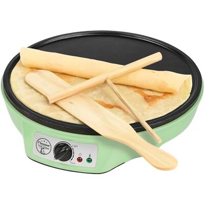 Bestron Elektrischer Crêpesmaker grün Ø 30 cm – Einstellbarer Thermostat Antihaftbeschichtung Mit T‑Teigverteiler & Holzspatel – ASW602G Bestron Elektrischer Crêpesmaker grün Ø 30 cm – Einstellbarer Thermostat Antihaftbeschichtung Mit T‑Teigverteiler & Holzspatel – ASW602G