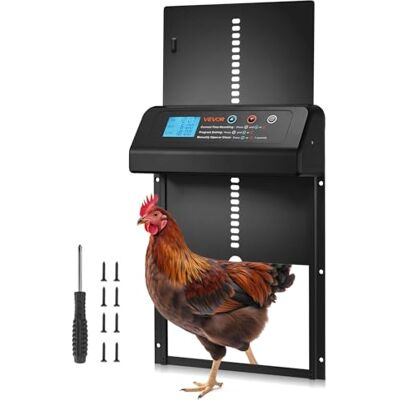 VEVOR Automatische Hühnerklappe, Hühnerstalltür mit Timer, manueller Einstellung & Einklemmschutz, Elektrischer Hühnerauslauf-Toröffner mit wasserdichter Versiegelung, Schwarz, 350x250x73 mm VEVOR Automatische Hühnerklappe, Hühnerstalltür mit Timer, manueller Einstellung & Einklemmschutz, Elektrischer Hühnerauslauf-Toröffner mit wasserdichter Versiegelung, Schwarz, 350x250x73 mm