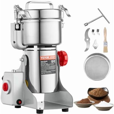VEVOR elektrische Getreidemühle Hochgeschwindigkeits-Gewürzmühle 500 g mit 2000 W, Pulverisiermaschine aus Edelstahl, für trockene Körner Gewürze Müsli Kaffee Mais Pfeffer Schwenktyp 22 x 19 x 36 cm VEVOR elektrische Getreidemühle Hochgeschwindigkeits-Gewürzmühle 500 g mit 2000 W, Pulverisiermaschine aus Edelstahl, für trockene Körner Gewürze Müsli Kaffee Mais Pfeffer Schwenktyp 22 x 19 x 36 cm