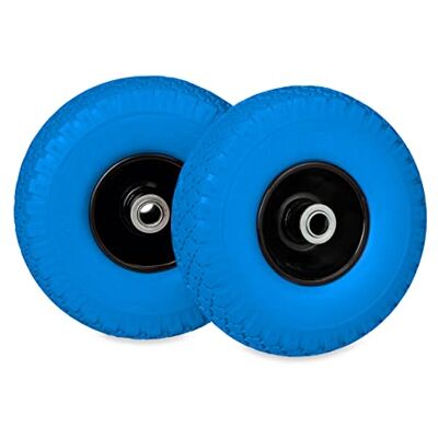 Relaxdays Schubkarrenrad 3.00-4, 2er Set, PU Vollgummi, Stahlfelge, pannensicheres Sackkarrenrad, 100 kg, schwarz/blau Relaxdays Schubkarrenrad 3.00-4, 2er Set, PU Vollgummi, Stahlfelge, pannensicheres Sackkarrenrad, 100 kg, schwarz/blau