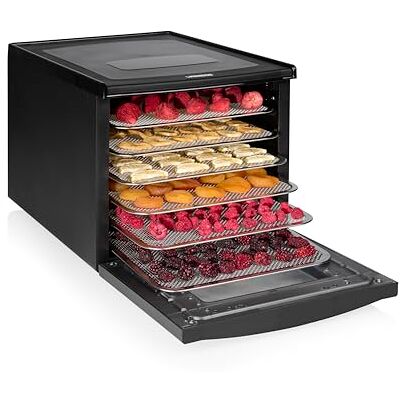 Princess Food Dehydrator mit 6 Edelstahl-Einschüben, Einstellbare Temperatur, Touchscreen, Timer bis 48 Stunden, 550 W, 01.112398.01.001 Princess Food Dehydrator mit 6 Edelstahl-Einschüben, Einstellbare Temperatur, Touchscreen, Timer bis 48 Stunden, 550 W, 01.112398.01.001