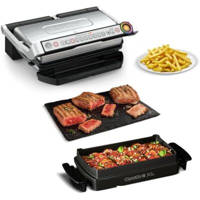 Tefal OptiGrill+ XL Kontaktgrill mit automatischer Temperatur-Anpassung 9 automatische Programme XL-Grillfläche inklusive Backschale GC724D12 Tefal OptiGrill+ XL Kontaktgrill mit automatischer Temperatur-Anpassung 9 automatische Programme XL-Grillfläche inklusive Backschale GC724D12