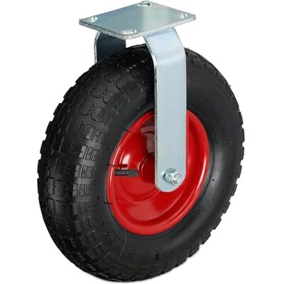 Relaxdays Bockrolle, 3.50-6, Traglast 120 kg, Gummi, Stahlplatte, luftbereift, Schwerlastrad, Gummirolle, schwarz/rot Relaxdays Bockrolle, 3.50-6, Traglast 120 kg, Gummi, Stahlplatte, luftbereift, Schwerlastrad, Gummirolle, schwarz/rot