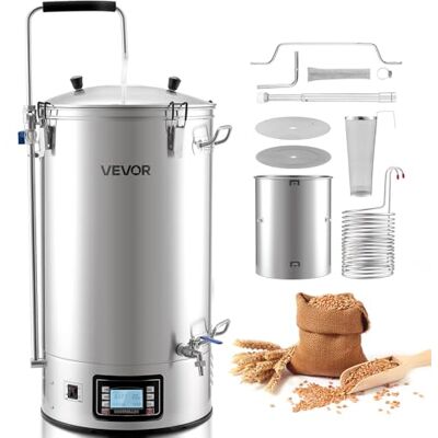 VEVOR elektrisches Bierbraugerät Bierbrauanlage Braukessel 60 L Hausgebrauch, Maischekochgerät mit Rezeptspeicher & Automatik-/Manuellmodus & Bedienfeld & Zirkulationsrohr, Brausystem VEVOR elektrisches Bierbraugerät Bierbrauanlage Braukessel 60 L Hausgebrauch, Maischekochgerät mit Rezeptspeicher & Automatik-/Manuellmodus & Bedienfeld & Zirkulationsrohr, Brausystem