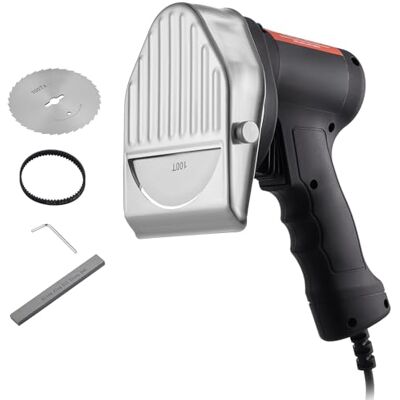 VEVOR Elektrisches Schawarma-Messer, 80 W, Türkisches Kebab-Messer, Kommerzieller Gyro-Schneider aus Edelstahl, Döner-Kebab-Fleischschneider mit 2 Klingen, 100 mm Klingendurchmesser VEVOR Elektrisches Schawarma-Messer, 80 W, Türkisches Kebab-Messer, Kommerzieller Gyro-Schneider aus Edelstahl, Döner-Kebab-Fleischschneider mit 2 Klingen, 100 mm Klingendurchmesser