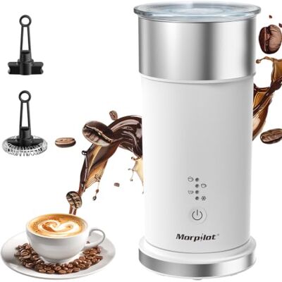 Morpilot Milchaufschäumer Elektrisch 4-in-1, 240ml, 400W für Heißen & Kalten Milchschaum, Edelstahl mit Antihaftbeschichtung, Ideal für Latte Macchiato, Weiß, Cappuccino Morpilot Milchaufschäumer Elektrisch 4-in-1, 240ml, 400W für Heißen & Kalten Milchschaum, Edelstahl mit Antihaftbeschichtung, Ideal für Latte Macchiato, Weiß, Cappuccino