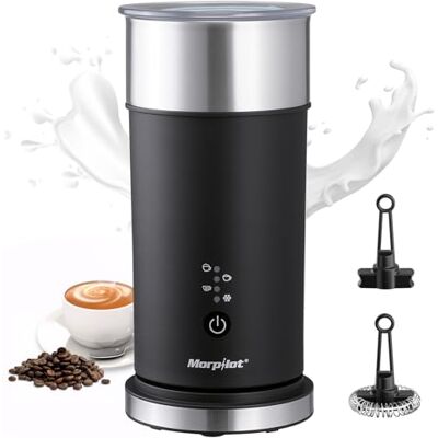 Morpilot Milchaufschäumer Elektrisch 4 in 1, 240ml, 400W, Milchschäumer für Heißer und Kalter Milchschaum, Edelstahl, Antihaftbeschichtung, für Latte & Cappuccino Morpilot Milchaufschäumer Elektrisch 4 in 1, 240ml, 400W, Milchschäumer für Heißer und Kalter Milchschaum, Edelstahl, Antihaftbeschichtung, für Latte & Cappuccino