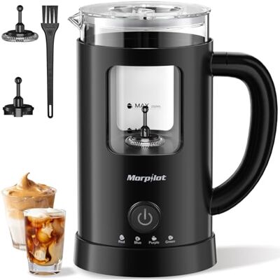 Morpilot Milchaufschäumer Elektrisch, 4 in 1 Milchschäumer für Heißer und Kalter, 550W 600ml, Latte-Design, Visuelles Glas, Leicht zu Reinigen, Schwarz Morpilot Milchaufschäumer Elektrisch, 4 in 1 Milchschäumer für Heißer und Kalter, 550W 600ml, Latte-Design, Visuelles Glas, Leicht zu Reinigen, Schwarz