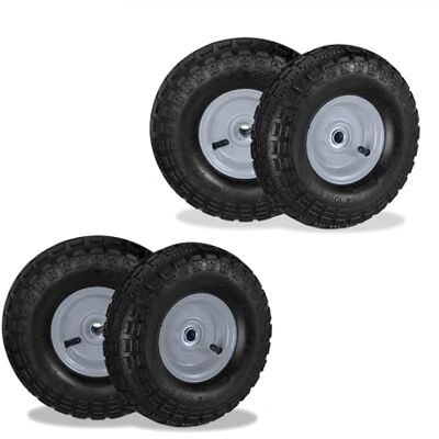 Relaxdays Sackkarrenrad 4er Set, 4.10 3.50-4, luftbereift, Stahlfelge, 136 kg, Schubkarrenrad, Ersatzrad, schwarz/grau Relaxdays Sackkarrenrad 4er Set, 4.10 3.50-4, luftbereift, Stahlfelge, 136 kg, Schubkarrenrad, Ersatzrad, schwarz/grau
